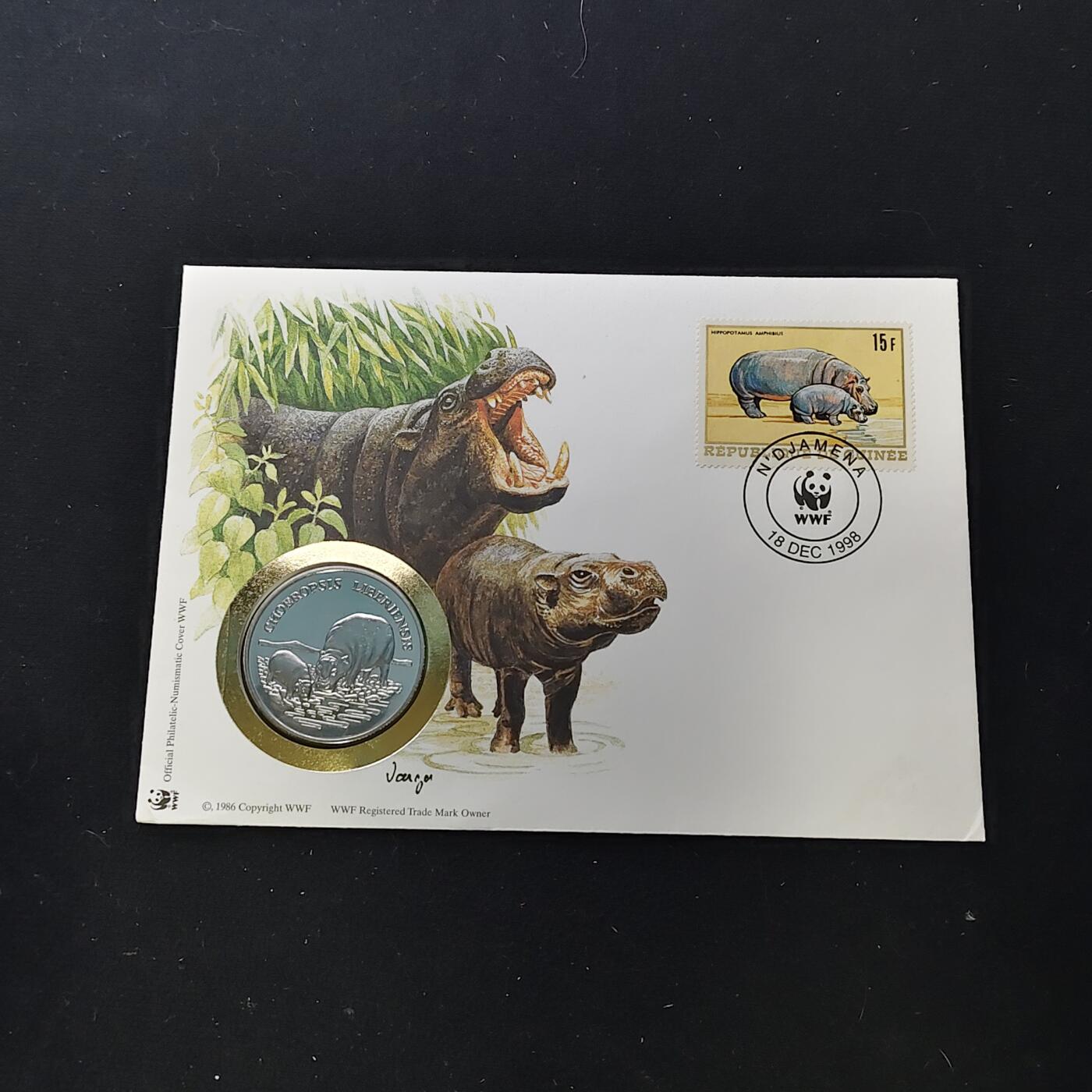 【全场包邮】纯粹捡漏拍482场（免费代拍第19场）-币封+套装+富兰克林（注意佣金） 【邮章封】WWF世界自然基金会1986年30周年倭河马纪念邮章封