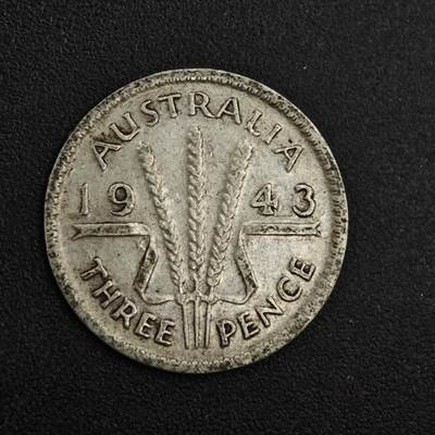 【淘币小摊】实时拍第八百一十四拍   散币场   满百包邮可预留二周 每周一统一发货   - 澳大利亚1943年乔治六世3便士银币