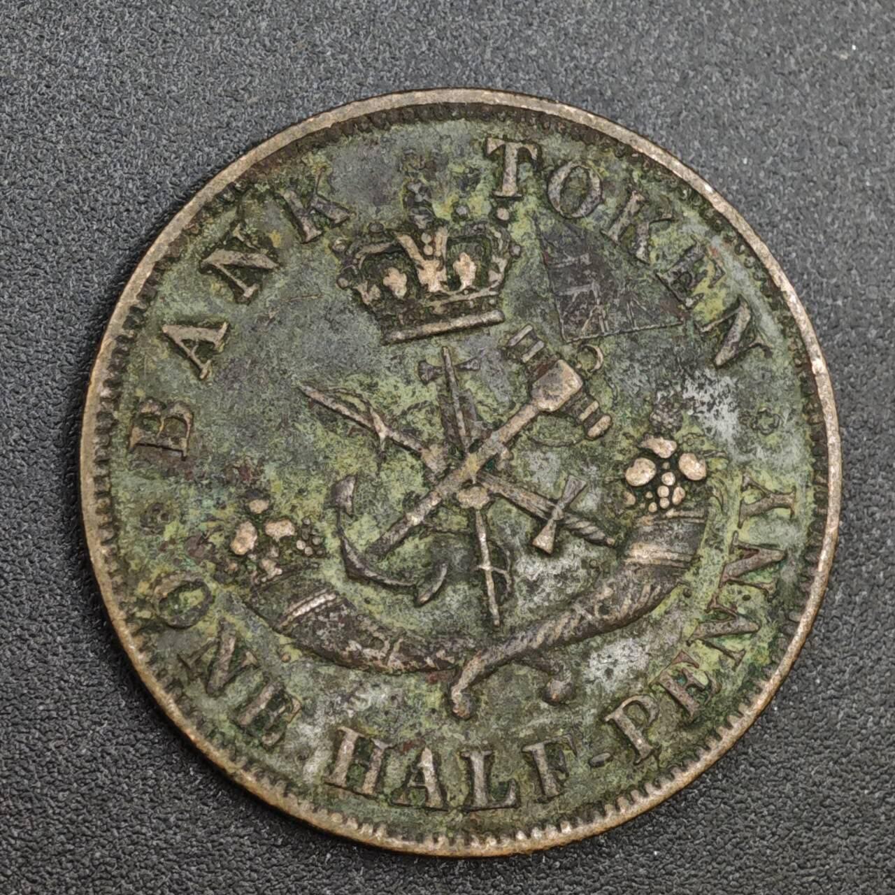 【淘币小摊】实时拍第八百一十四拍   散币场   满百包邮可预留二周 每周一统一发货   上加拿大1852年马剑半便士铜币代币