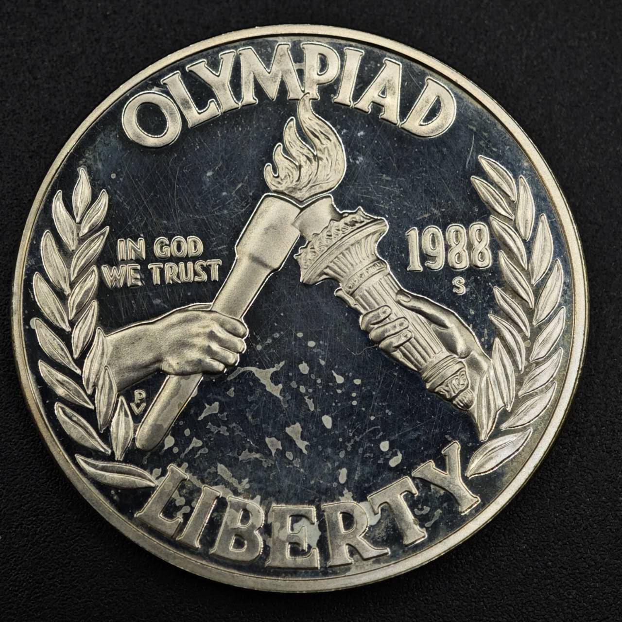 【淘币小摊】实时拍第八百一十五拍   银币套币场   满百包邮可预留二周 每周一统一发货   美国1988年汉城奥运会1美元精制银币重26.7克银价310