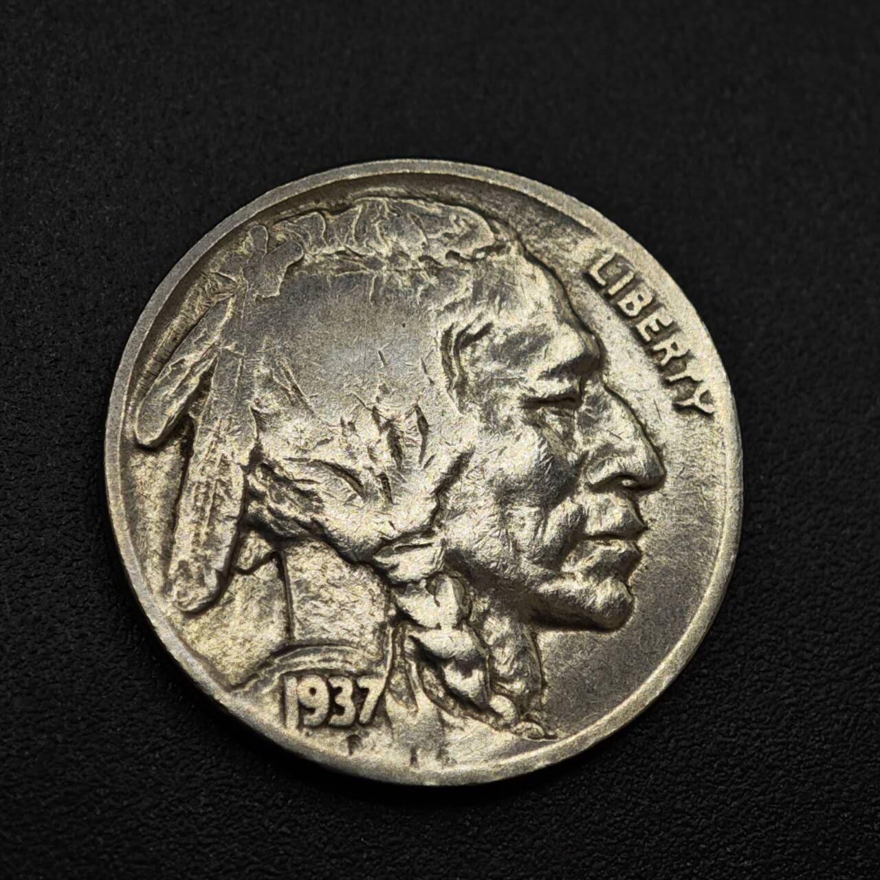 【淘币小摊】实时拍第八百一十四拍   散币场   满百包邮可预留二周 每周一统一发货   美国1937年野牛五分镍币