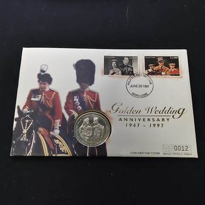 【全场包邮】纯粹捡漏拍482场（免费代拍第19场）-币封+套装+富兰克林（注意佣金） - 【邮币封】塞拉利昂1997年1元女王金婚克朗型纪念币邮币封