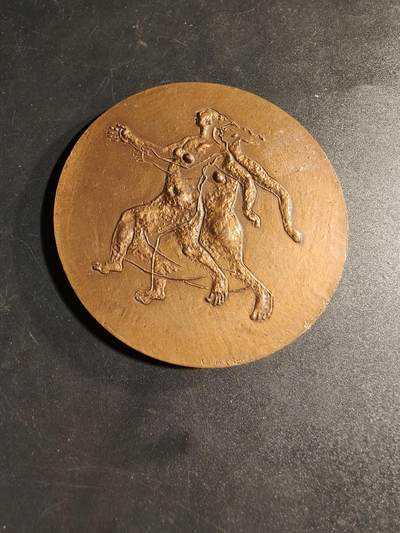 老王徽章第167期 - 法国国家铁路公司1962年东巴黎电气化大铜章     大师库德雷作品     直径68mm.    重量126.4g