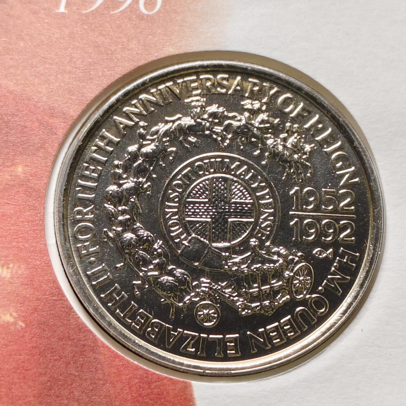 【全场包邮】纯粹捡漏拍482场（免费代拍第19场）-币封+套装+富兰克林（注意佣金） 【邮币封】萨摩亚1992年1元女王登基40周年克朗型纪念币邮币封