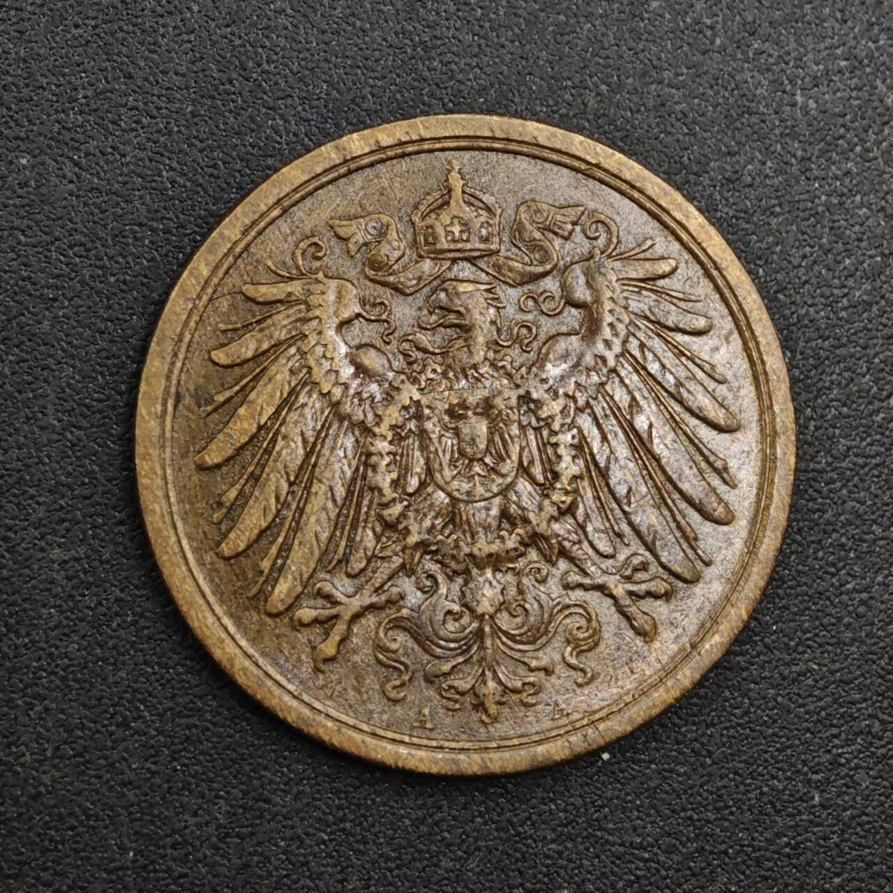 【淘币小摊】实时拍第八百一十四拍   散币场   满百包邮可预留二周 每周一统一发货   德国1914年长翅2芬妮铜币