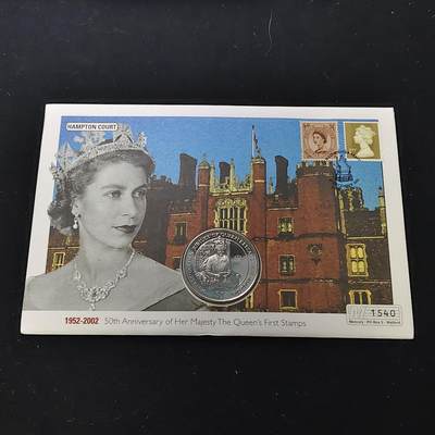 【全场包邮】纯粹捡漏拍482场（免费代拍第19场）-币封+套装+富兰克林（注意佣金） - 【邮币封】英属维尔京群岛2002年1元女王登基五十周年克朗型纪念币邮币封