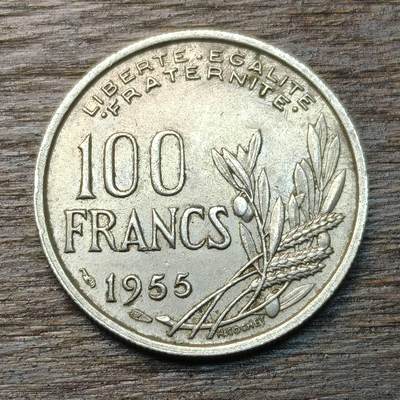 【铜匠收藏】★第134场★散币场，无佣金，30包邮。不满30元，支付5元运费。《接受代拍 代送NGC评级》 - 1955年 法国 100法郎