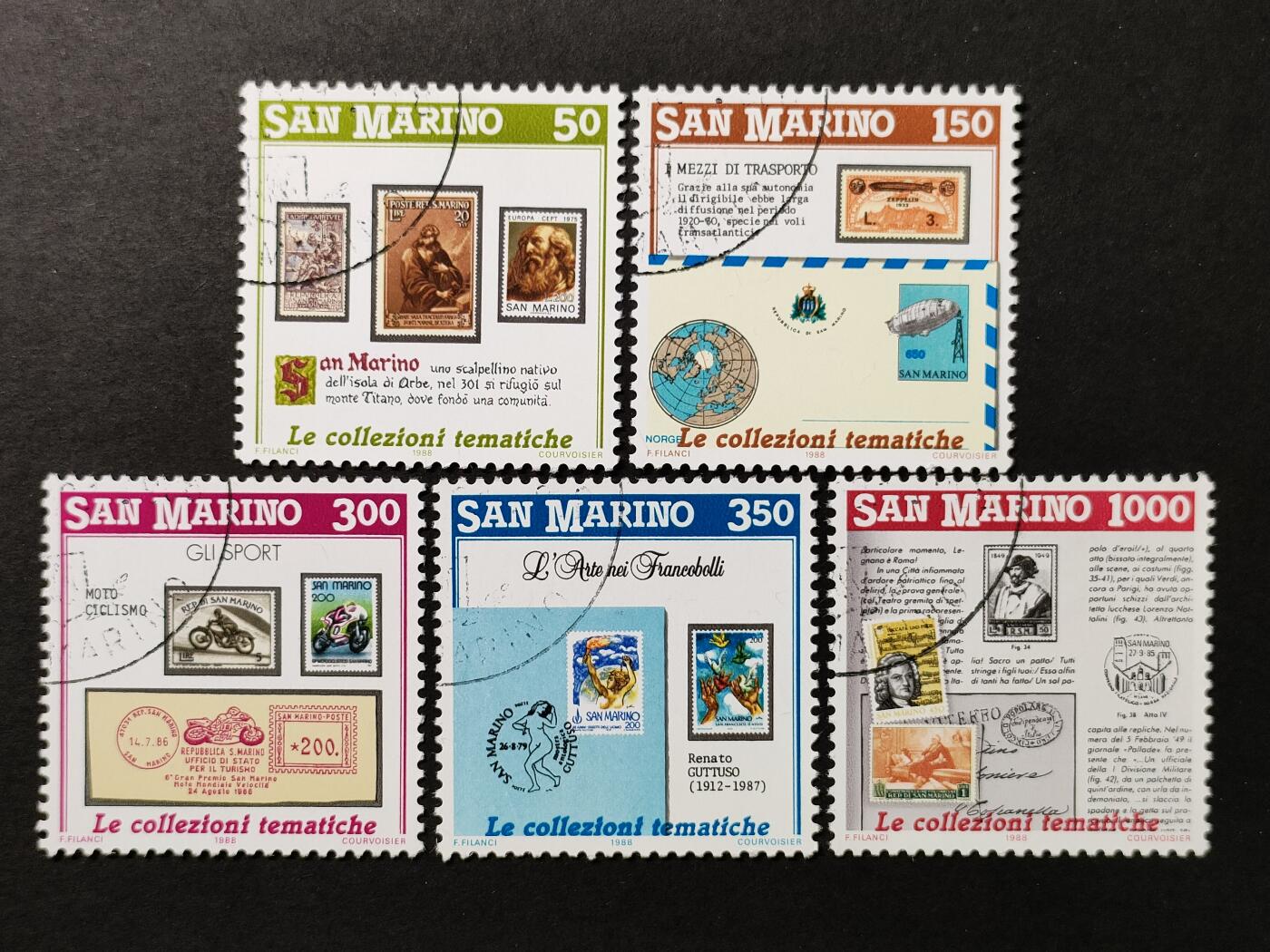 ↓君缘收藏667期☞钱币邮品↓无佣金、可寄存、满30元包邮  圣马力诺邮票，1988年提倡集邮活动票中票5全