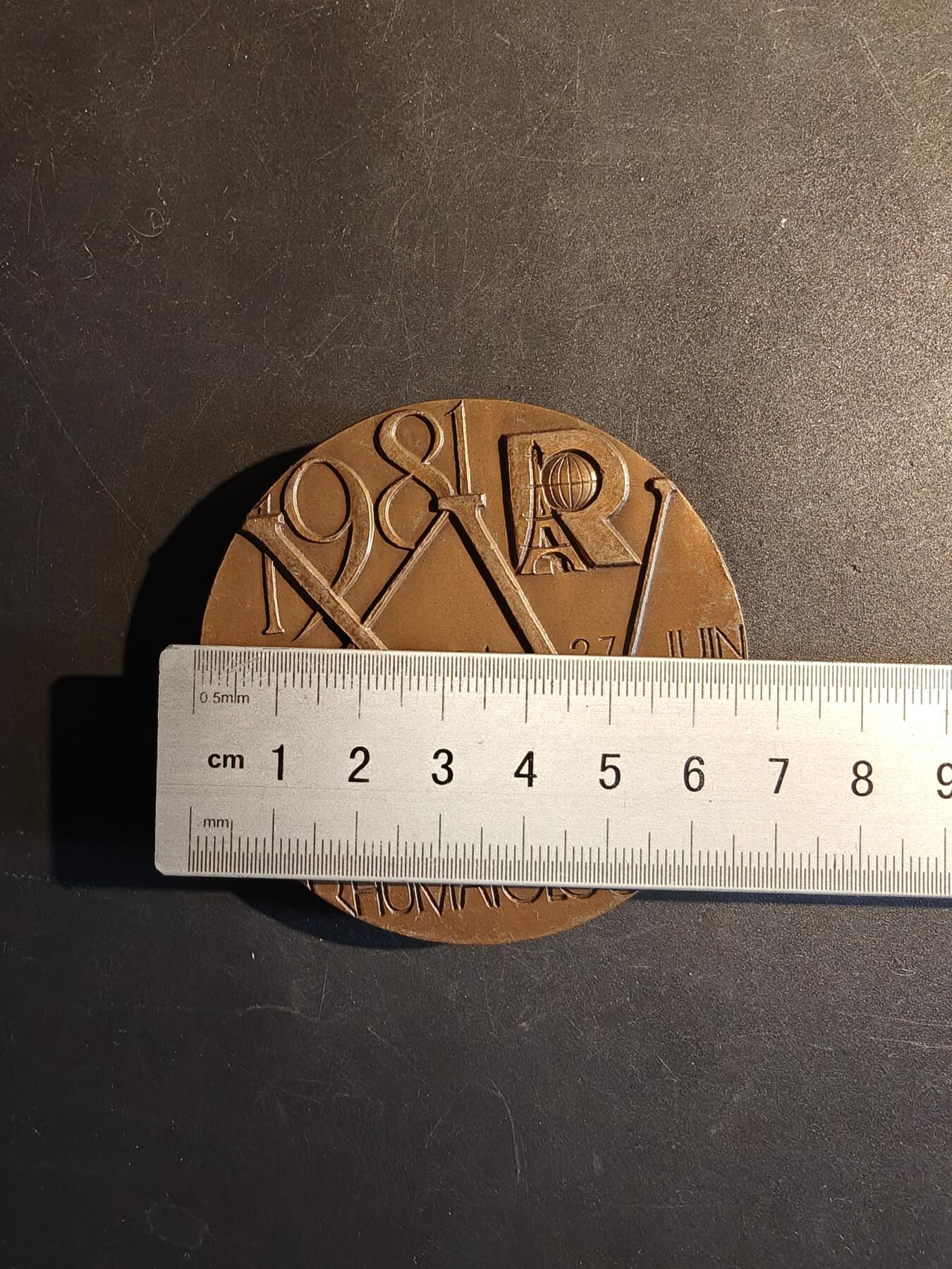 老王徽章第167期 法国1981年国际风湿病学大会大铜章     直径68mm.    重量186.1g