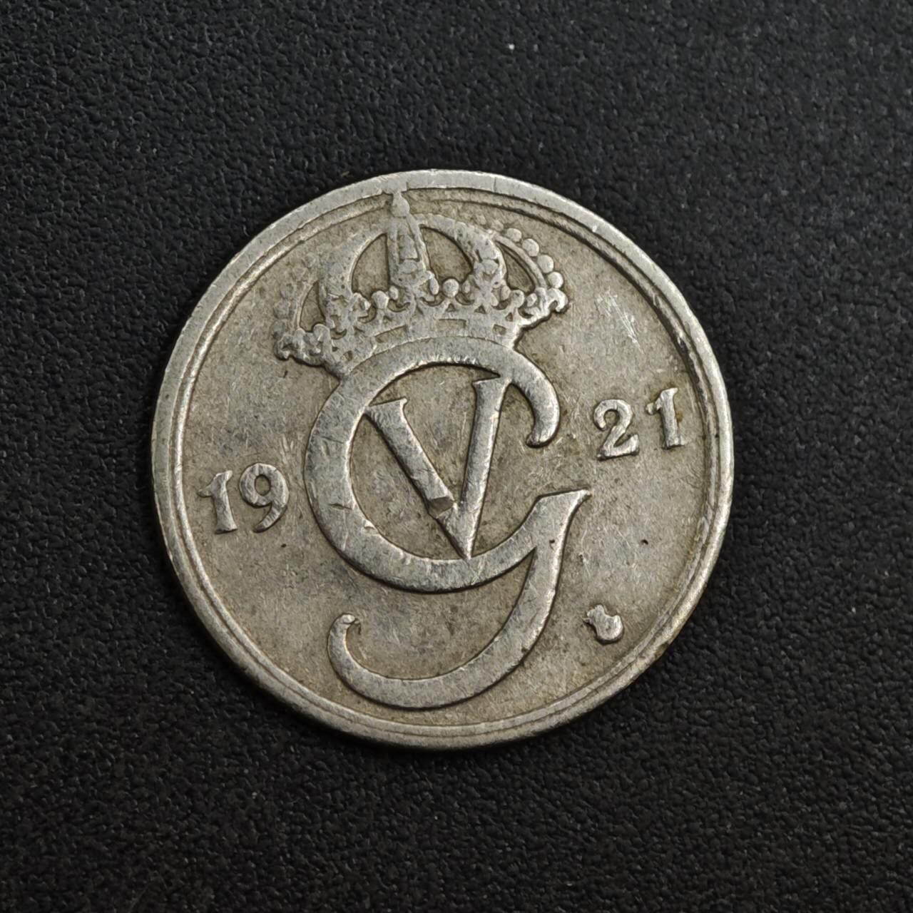 【淘币小摊】实时拍第八百一十四拍   散币场   满百包邮可预留二周 每周一统一发货   瑞典1921年10欧尔镍币