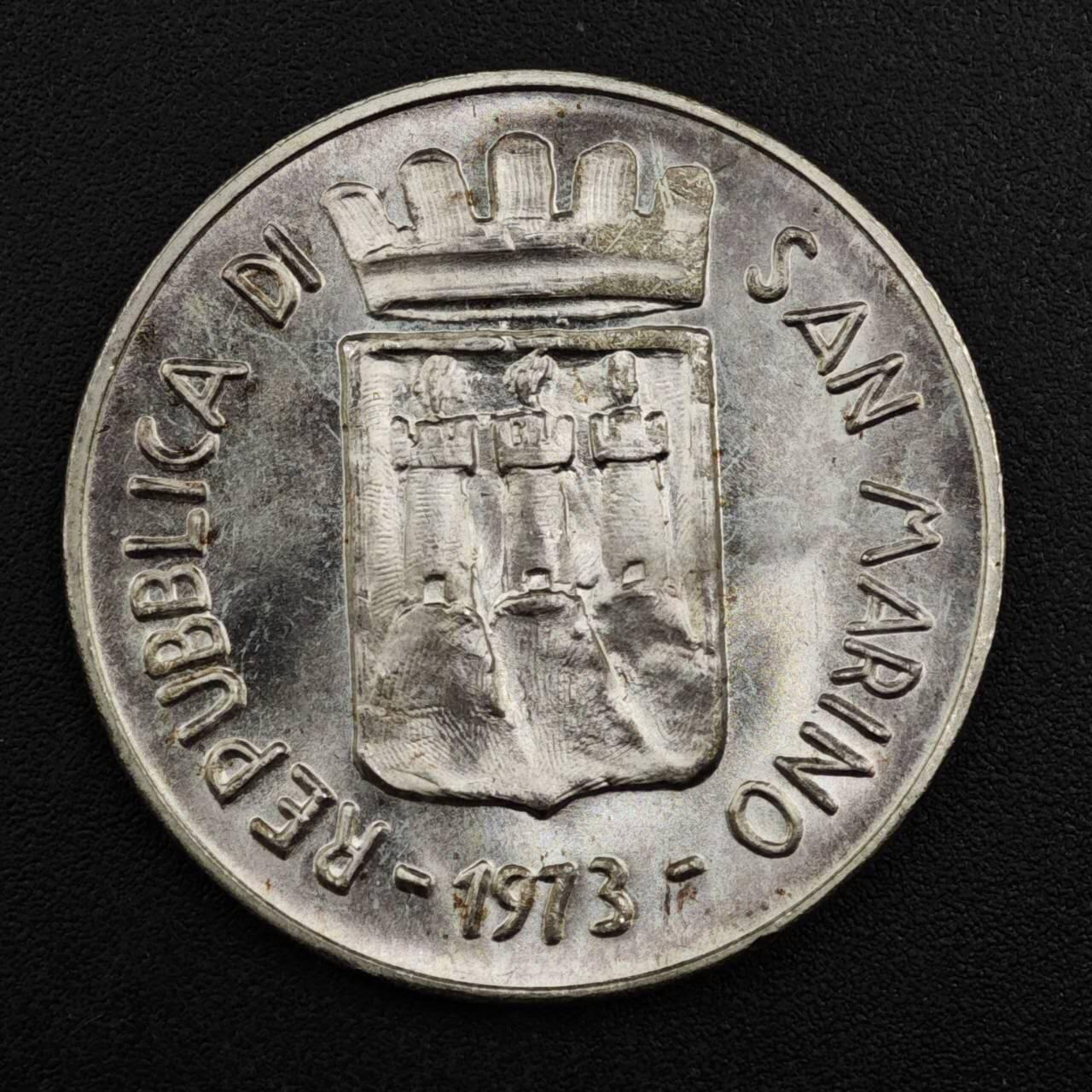 【淘币小摊】实时拍第八百一十五拍   银币套币场   满百包邮可预留二周 每周一统一发货   圣马力诺1973年500里拉银币