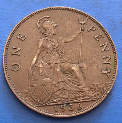 外国优质老铜币银币，周六九点倒数截拍，满百包邮，可寄存半年，喜欢朋友微信扫描二维码可直接参拍 - 英国1936年大便士