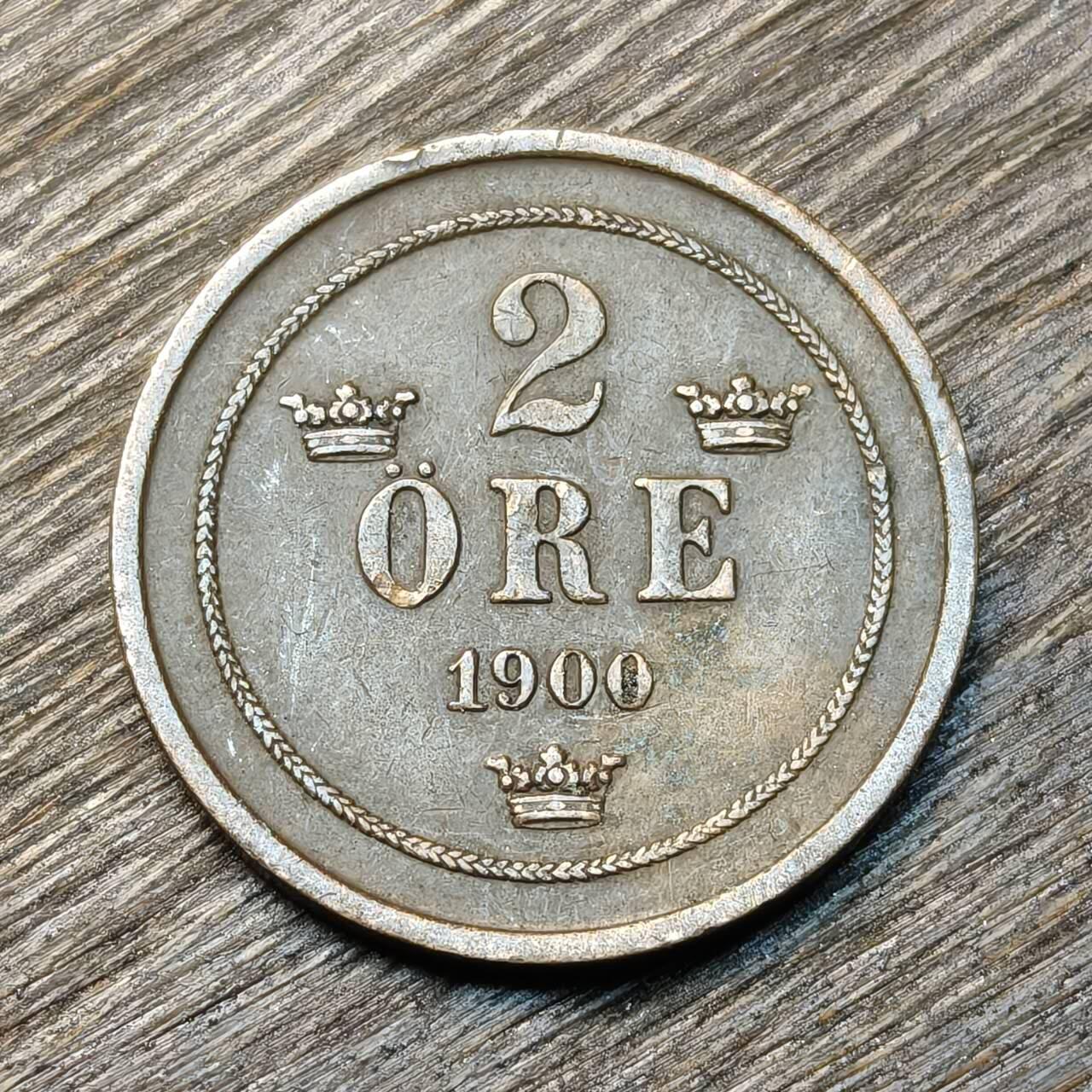 【铜匠收藏】★第134场★散币场，无佣金，30包邮。不满30元，支付5元运费。《接受代拍 代送NGC评级》 瑞典 1900年 2欧尔 铜币