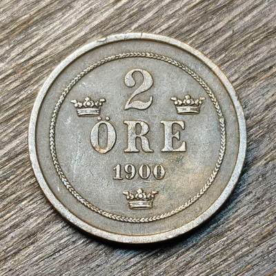 【铜匠收藏】★第134场★散币场，无佣金，30包邮。不满30元，支付5元运费。《接受代拍 代送NGC评级》 - 瑞典 1900年 2欧尔 铜币