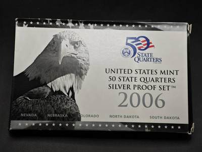 【淘币小摊】实时拍第八百一十五拍   银币套币场   满百包邮可预留二周 每周一统一发货   - 美国2006年州币精制银币5枚套原盒原证每枚重6.25克900银 银价363