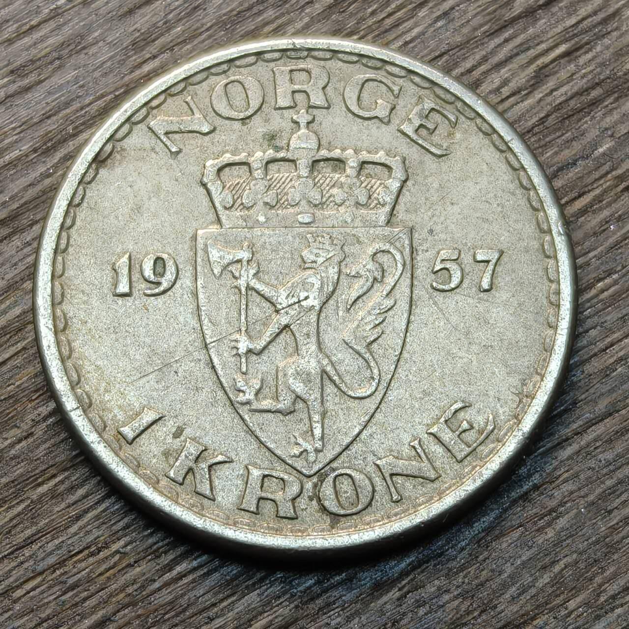 【铜匠收藏】★第134场★散币场，无佣金，30包邮。不满30元，支付5元运费。《接受代拍 代送NGC评级》 挪威 1957年 1克朗