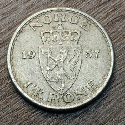 【铜匠收藏】★第134场★散币场，无佣金，30包邮。不满30元，支付5元运费。《接受代拍 代送NGC评级》 - 挪威 1957年 1克朗