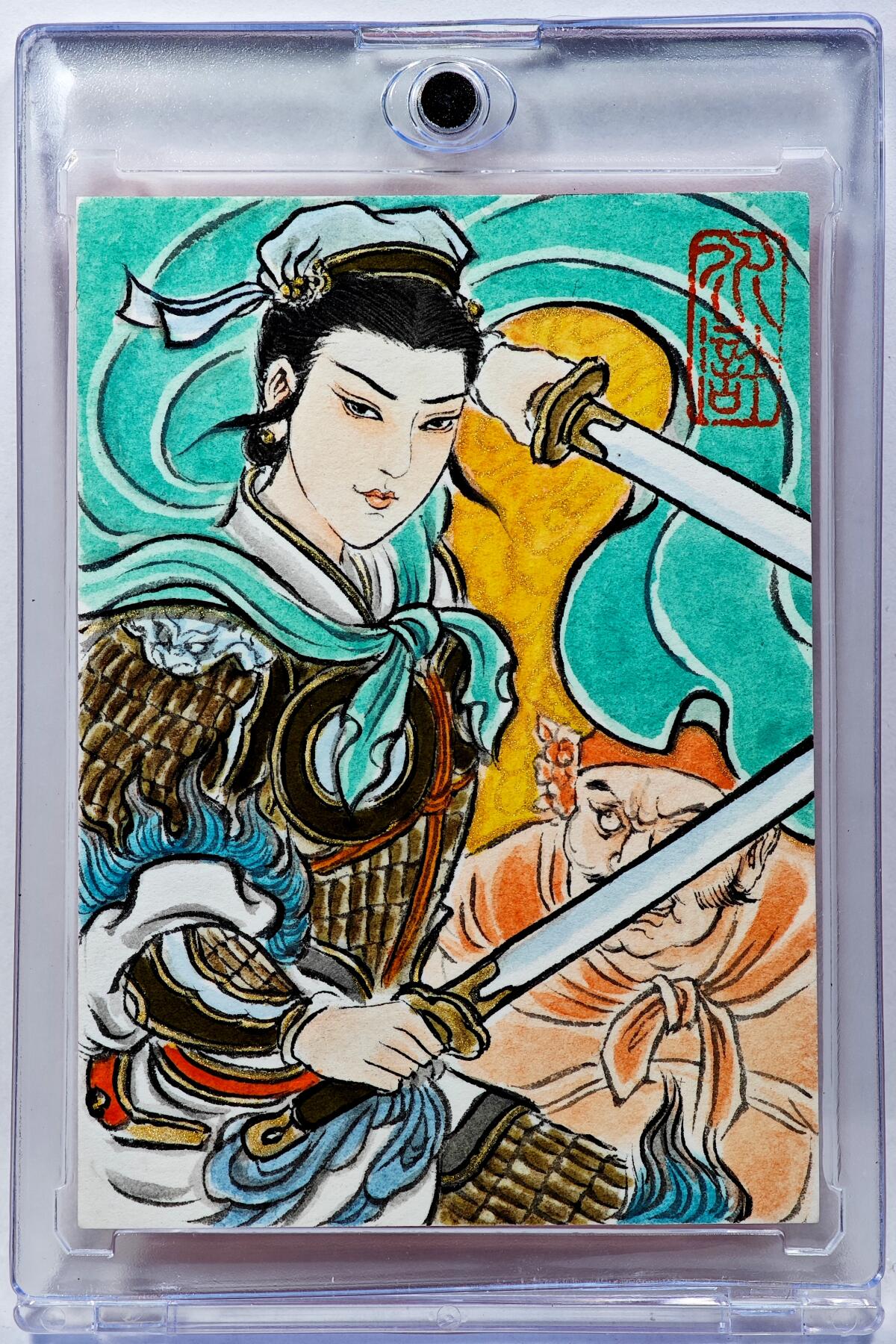 白泽拍卖卡牌手绘专场第29期（忽有故人心上过，回首山河已是秋） 2025 卢艺丰手绘卡 扈三娘  卢艺丰签题 卡砖封装