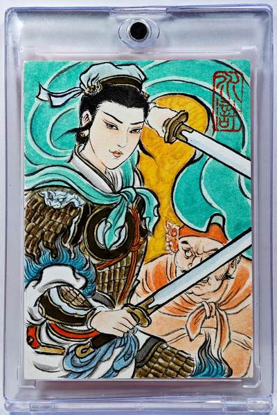 白泽拍卖卡牌手绘专场第29期（忽有故人心上过，回首山河已是秋） - 2025 卢艺丰手绘卡 扈三娘  卢艺丰签题 卡砖封装