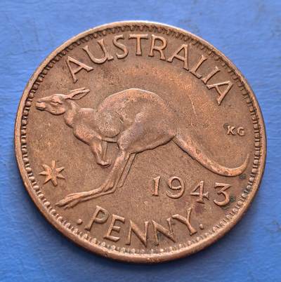 外国优质老铜币银币，周六九点倒数截拍，满百包邮，可寄存半年，喜欢朋友微信扫描二维码可直接参拍 - 少见澳大利亚1943年1便士I版