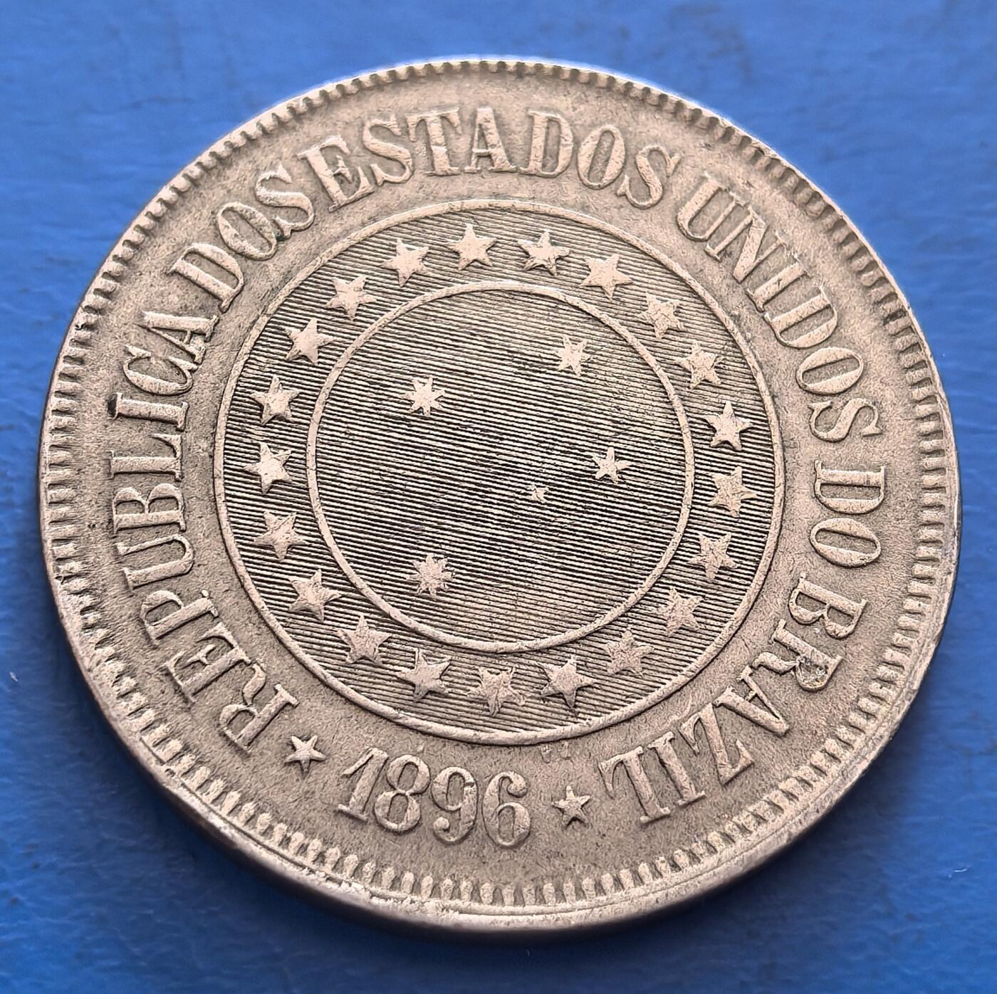 外国优质老铜币银币，周六九点倒数截拍，满百包邮，可寄存半年，喜欢朋友微信扫描二维码可直接参拍 巴西1896年200瑞斯