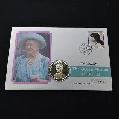 【全场包邮】纯粹捡漏拍482场（免费代拍第19场）-币封+套装+富兰克林（注意佣金） - 【邮币封】赞比亚2002年1000克瓦查女王母亲伊丽莎白皇太后逝世克朗型纪念币邮币封