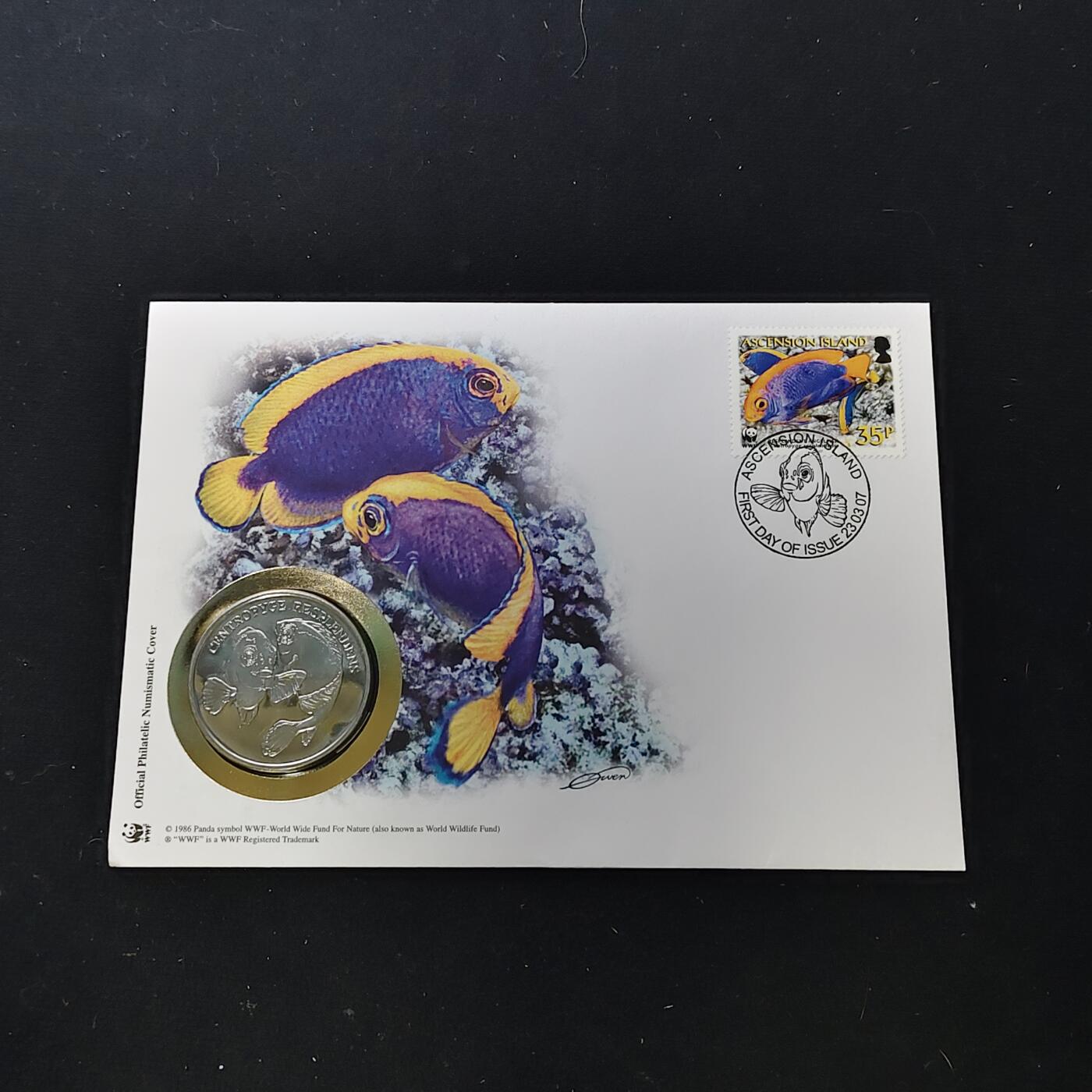 【全场包邮】纯粹捡漏拍482场（免费代拍第19场）-币封+套装+富兰克林（注意佣金） 【邮章封】WWF世界自然基金会1986年30周年‌金背神仙鱼纪念邮章封