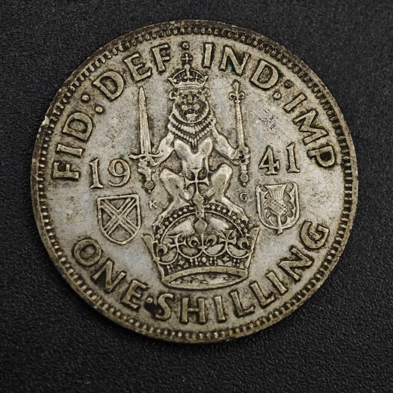 【淘币小摊】实时拍第八百一十四拍   散币场   满百包邮可预留二周 每周一统一发货   英国1941年乔治六世一先令银币