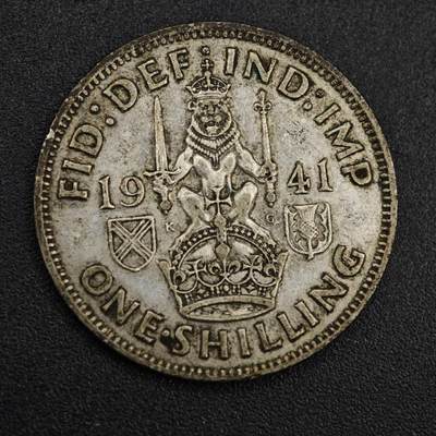 【淘币小摊】实时拍第八百一十四拍   散币场   满百包邮可预留二周 每周一统一发货   - 英国1941年乔治六世一先令银币