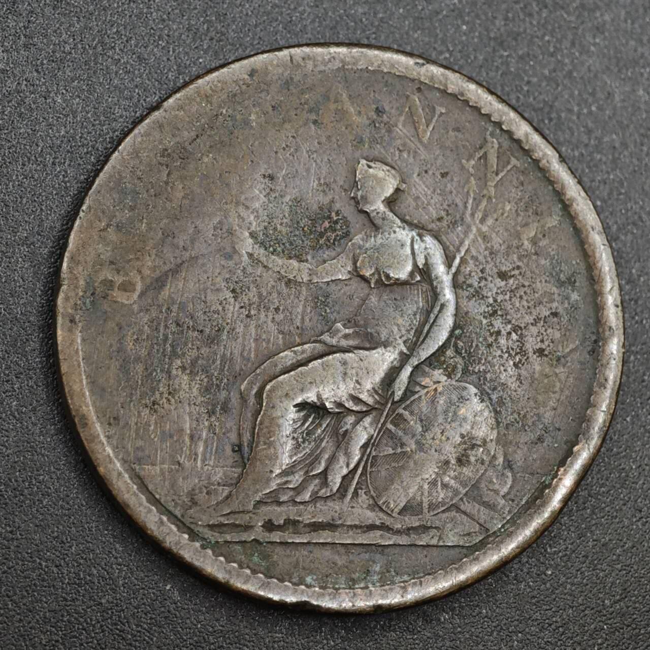 【淘币小摊】实时拍第八百一十四拍   散币场   满百包邮可预留二周 每周一统一发货   英国1806年乔治三世一便士铜币