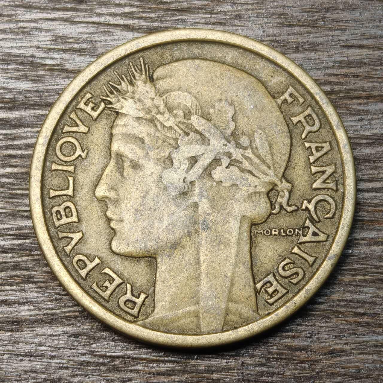 【铜匠收藏】★第134场★散币场，无佣金，30包邮。不满30元，支付5元运费。《接受代拍 代送NGC评级》 法国 1941年 2法郎 铝青铜币 谷物女神