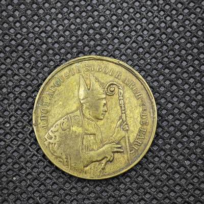 【淘币小摊】限时拍第八百一十六拍  纪念章场  满百包邮可预留两周  周一统一发货  -  1857年法国圣热纳维耶芙社团主保瞻礼纪念章直径23mm