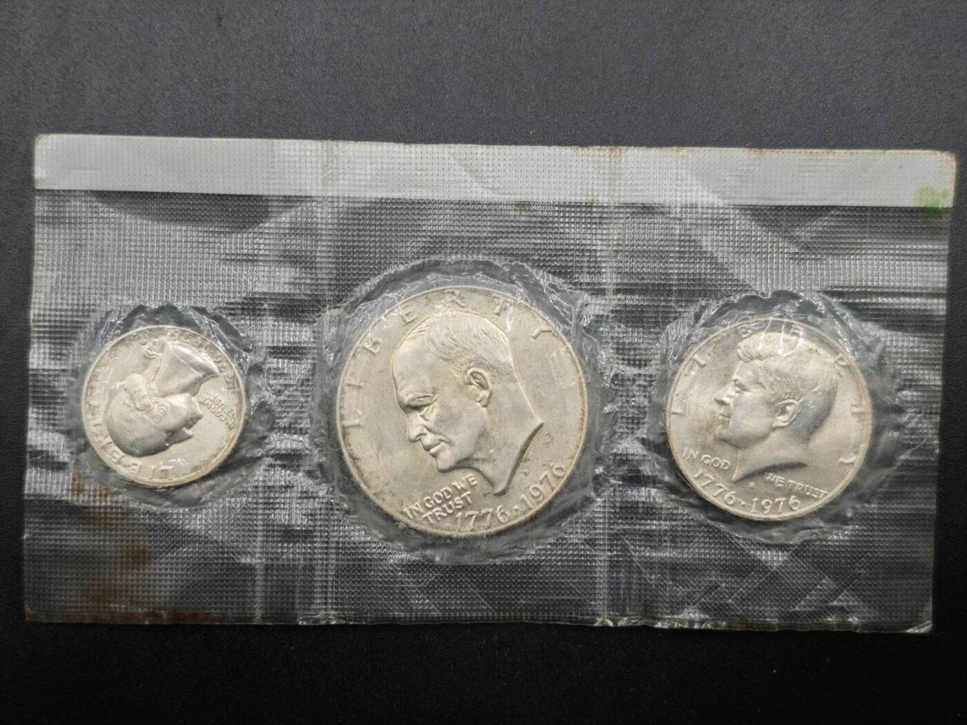 【淘币小摊】实时拍第八百一十五拍   银币套币场   满百包邮可预留二周 每周一统一发货   美国1976年建国200周年银币3枚套 总重41.8克400银 银价216