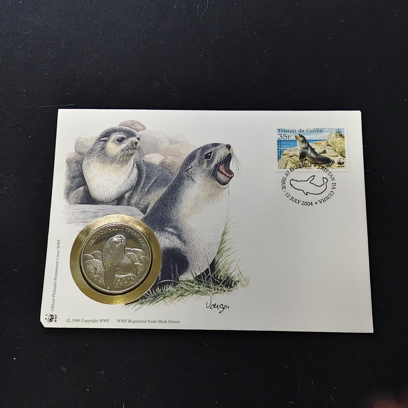 【全场包邮】纯粹捡漏拍482场（免费代拍第19场）-币封+套装+富兰克林（注意佣金） 【邮章封】WWF世界自然基金会1986年30周年‌安岛海狗纪念邮章封