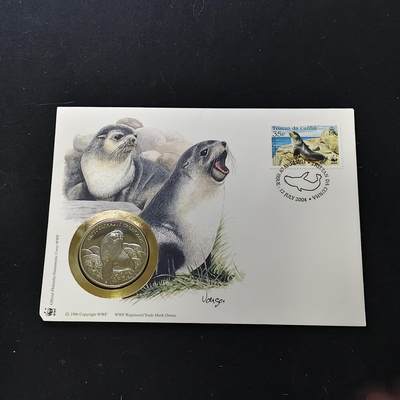 【全场包邮】纯粹捡漏拍482场（免费代拍第19场）-币封+套装+富兰克林（注意佣金） - 【邮章封】WWF世界自然基金会1986年30周年‌安岛海狗纪念邮章封