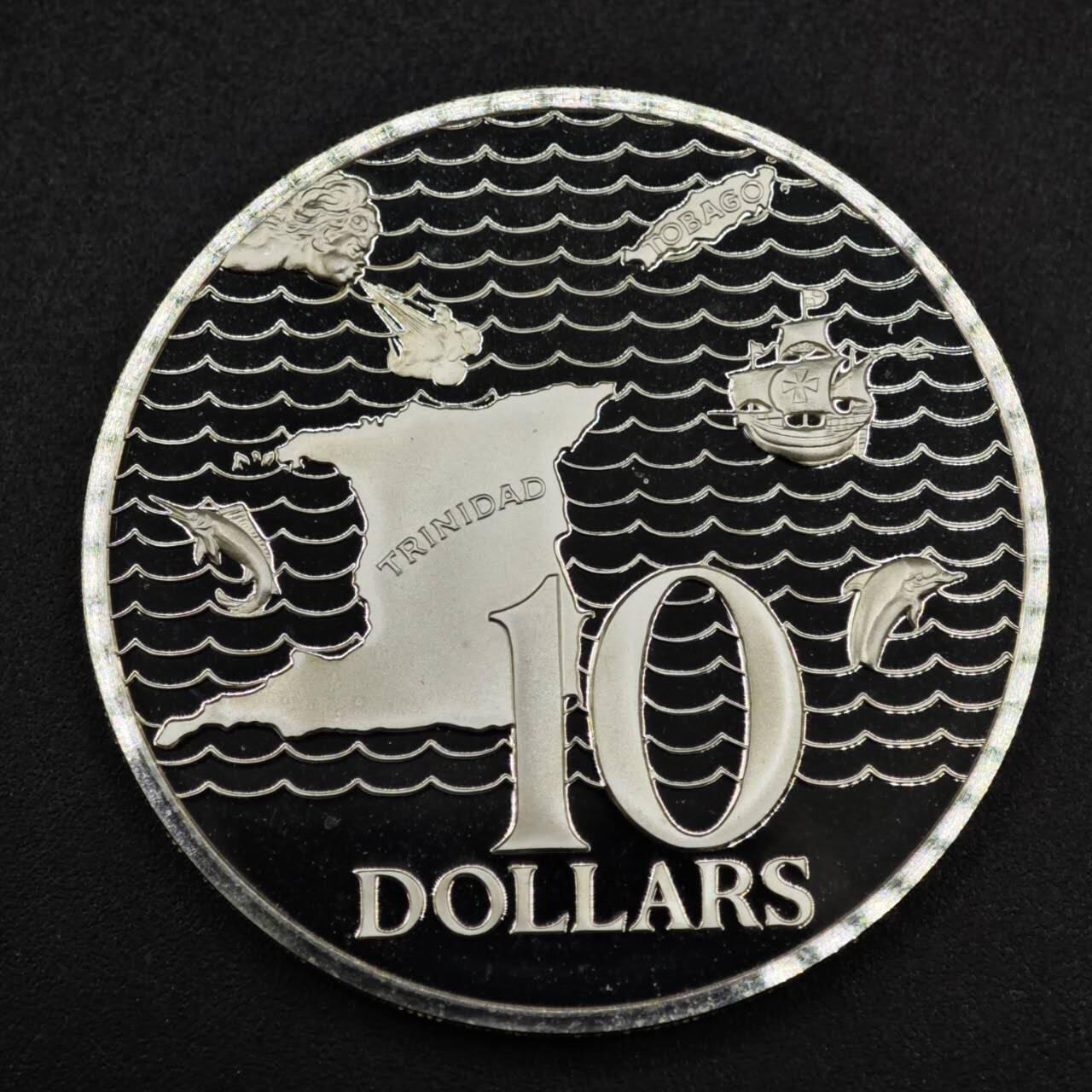 【淘币小摊】实时拍第八百一十五拍   银币套币场   满百包邮可预留二周 每周一统一发货   特立尼达和多巴哥1975年10元精制银币 重35克925银 纯银价418