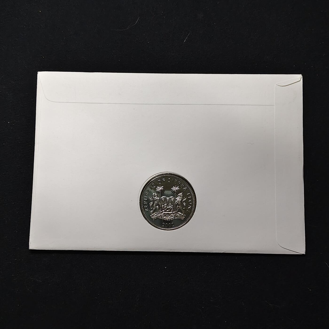 【全场包邮】纯粹捡漏拍482场（免费代拍第19场）-币封+套装+富兰克林（注意佣金） 【邮币封】塞拉利昂2002年1元女王登基50周年克朗型纪念币邮币封