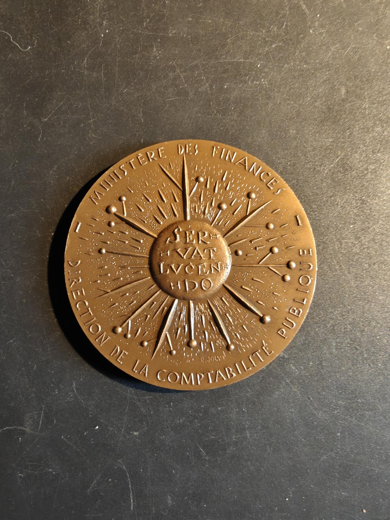 老王徽章第167期 法国财政部公共会计总局成立百年大铜章     直径68mm.    重量140g