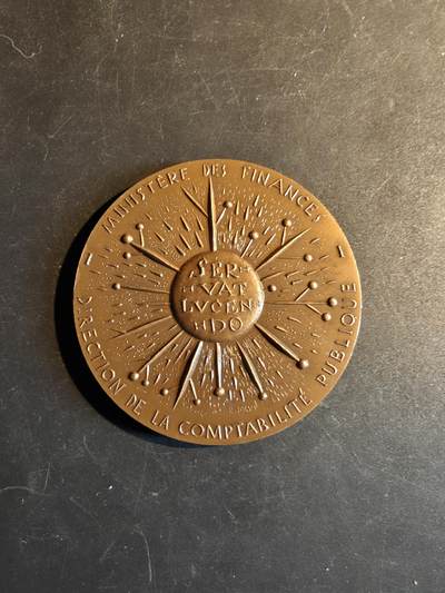 老王徽章第167期 - 法国财政部公共会计总局成立百年大铜章     直径68mm.    重量140g