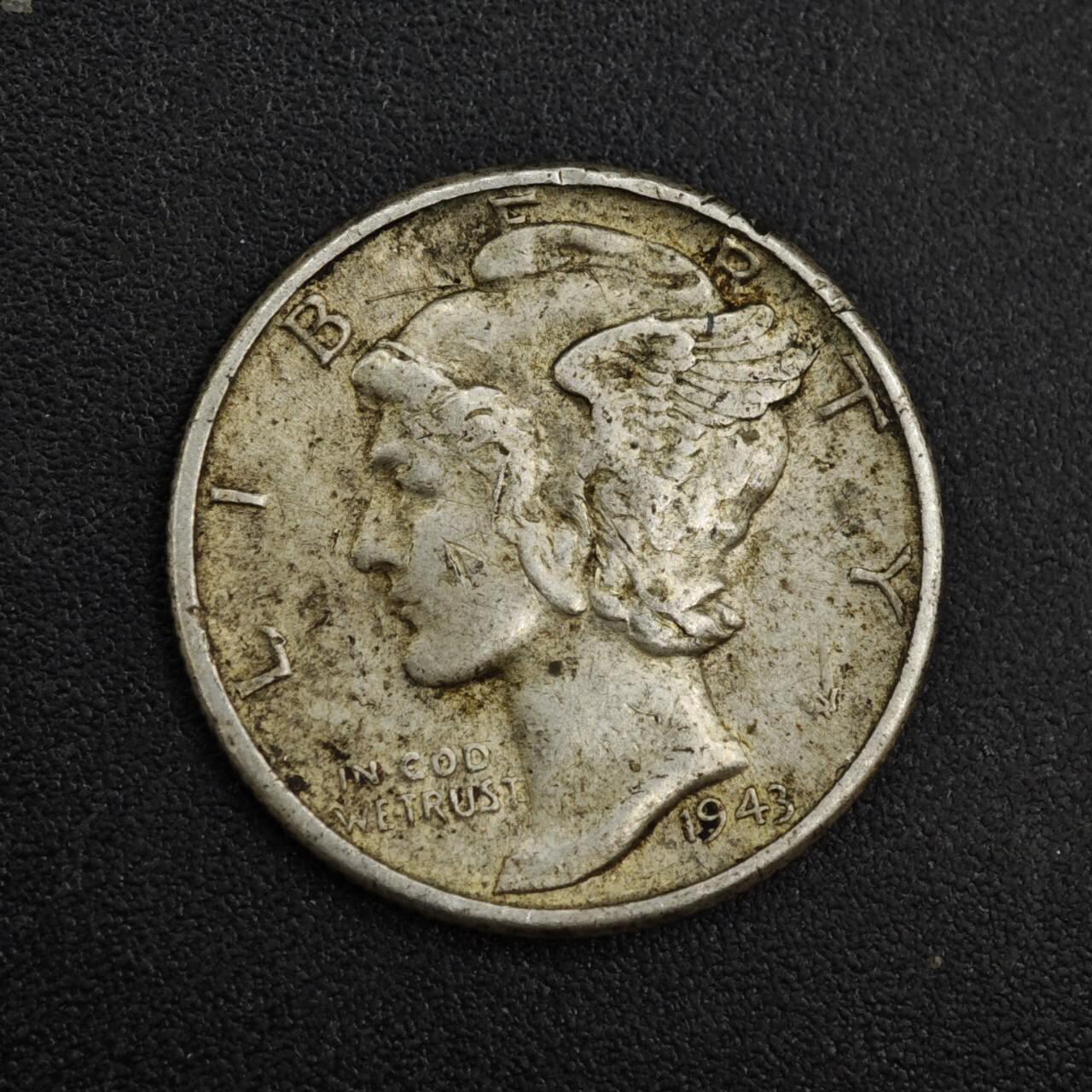 【淘币小摊】实时拍第八百一十四拍   散币场   满百包邮可预留二周 每周一统一发货   美国1943年小飞人10分银币