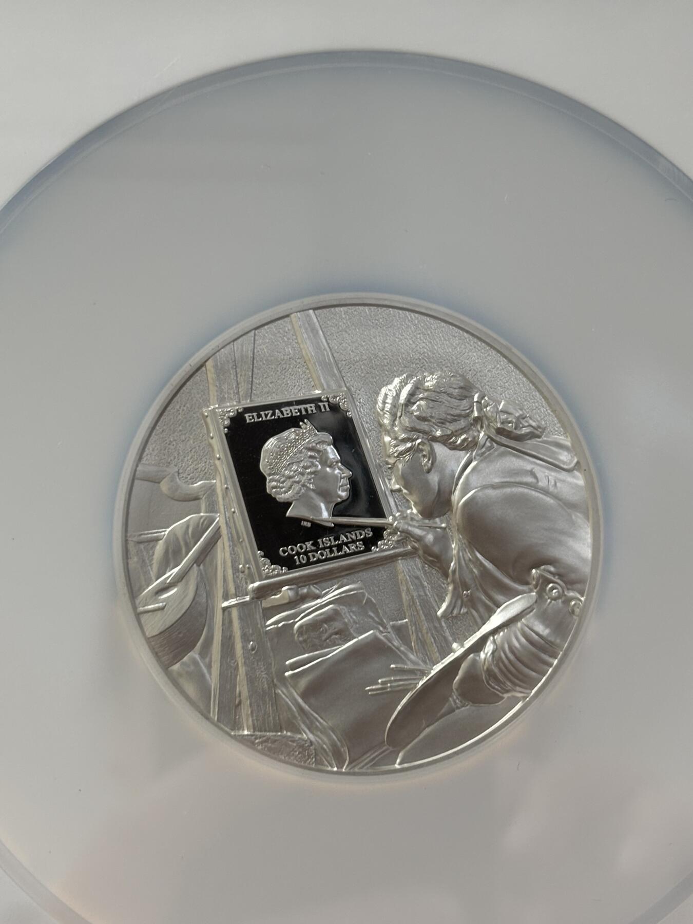 第184期拍卖 库克2023年艺术大师莫奈2盎司彩色纪念银币NGC-PF70首无盒无证书，999银，发行1500枚