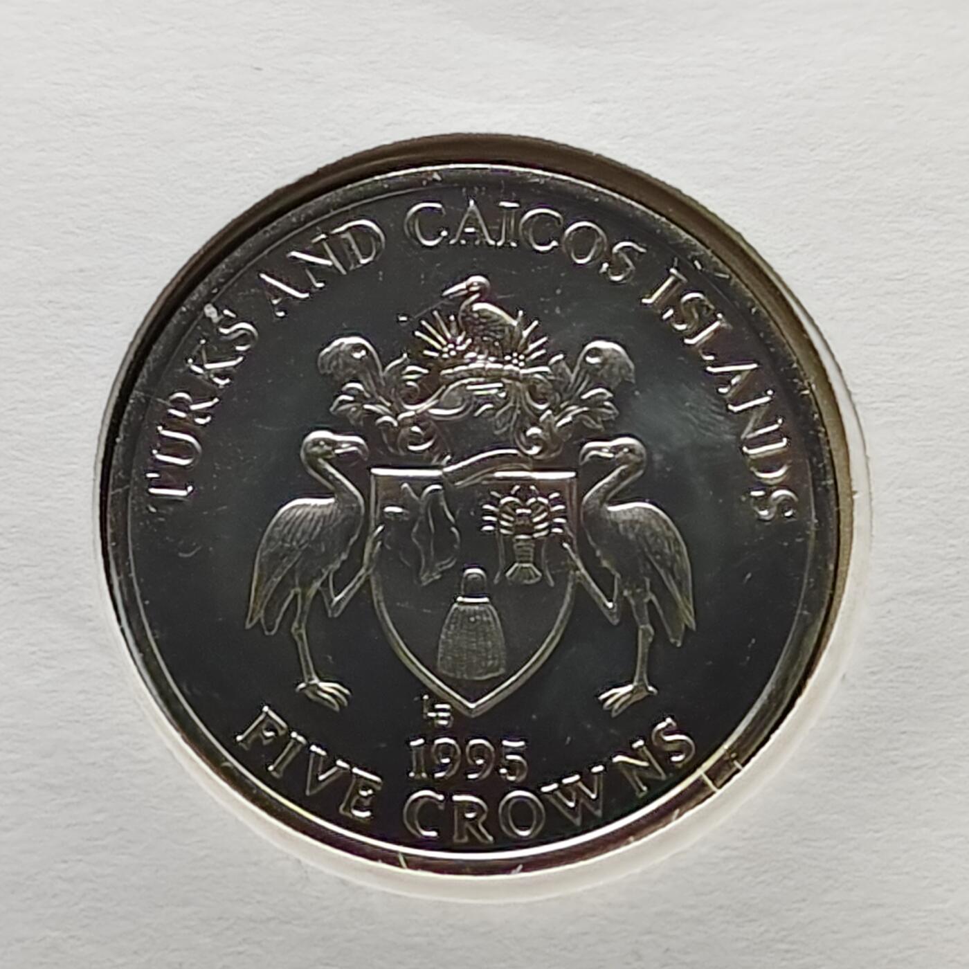 【全场包邮】纯粹捡漏拍482场（免费代拍第19场）-币封+套装+富兰克林（注意佣金） 【邮币封】特克斯和凯克斯群岛1995年5克朗欧洲胜利50周年克朗型纪念币邮币封