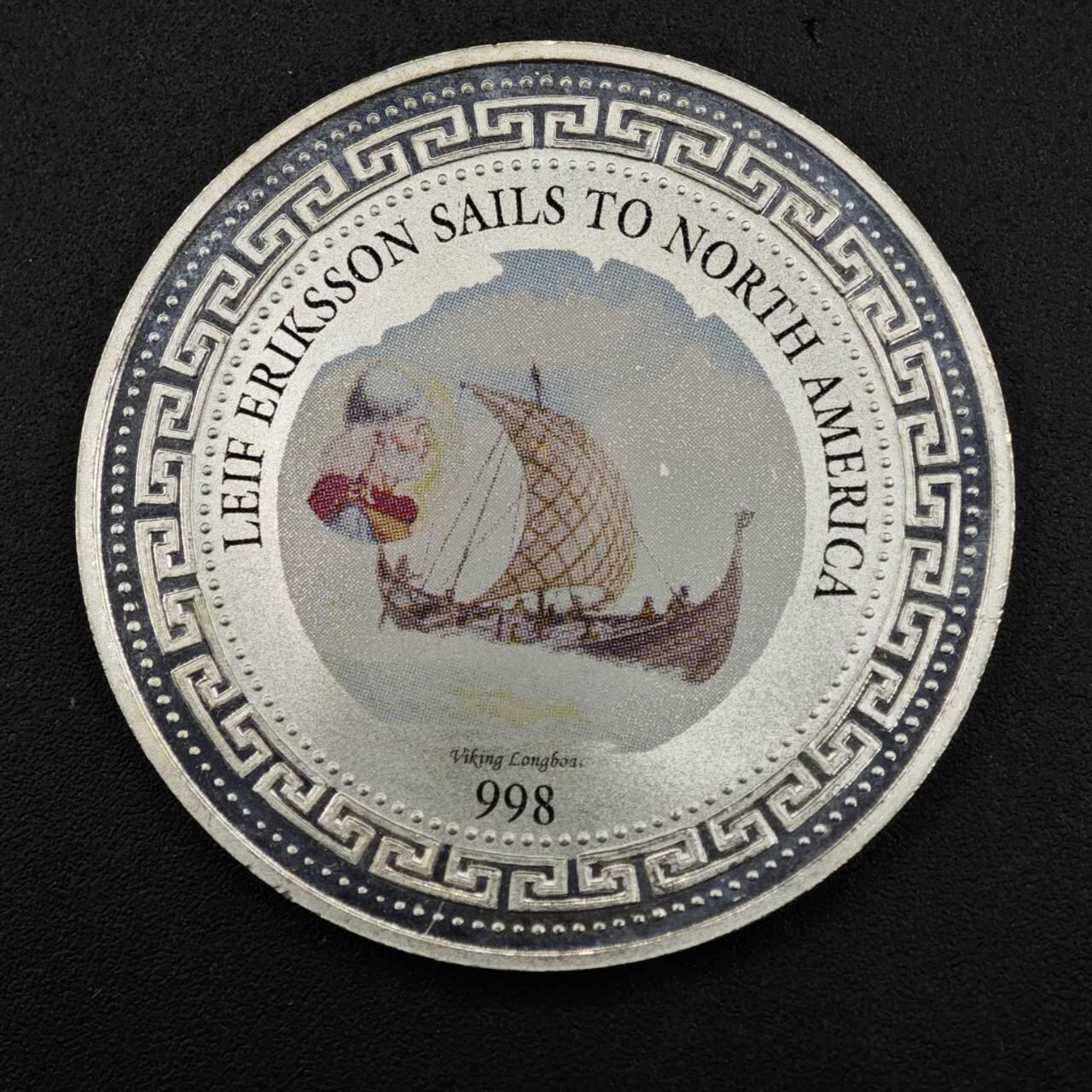 【淘币小摊】实时拍第八百一十五拍   银币套币场   满百包邮可预留二周 每周一统一发货   1998年莱夫·埃里克松航行至北美千年纪念站洋银币重28.6克银价332