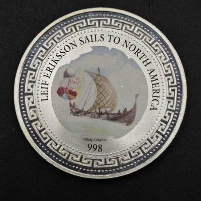 【淘币小摊】实时拍第八百一十五拍   银币套币场   满百包邮可预留二周 每周一统一发货   - 1998年莱夫·埃里克松航行至北美千年纪念站洋银币重28.6克银价332