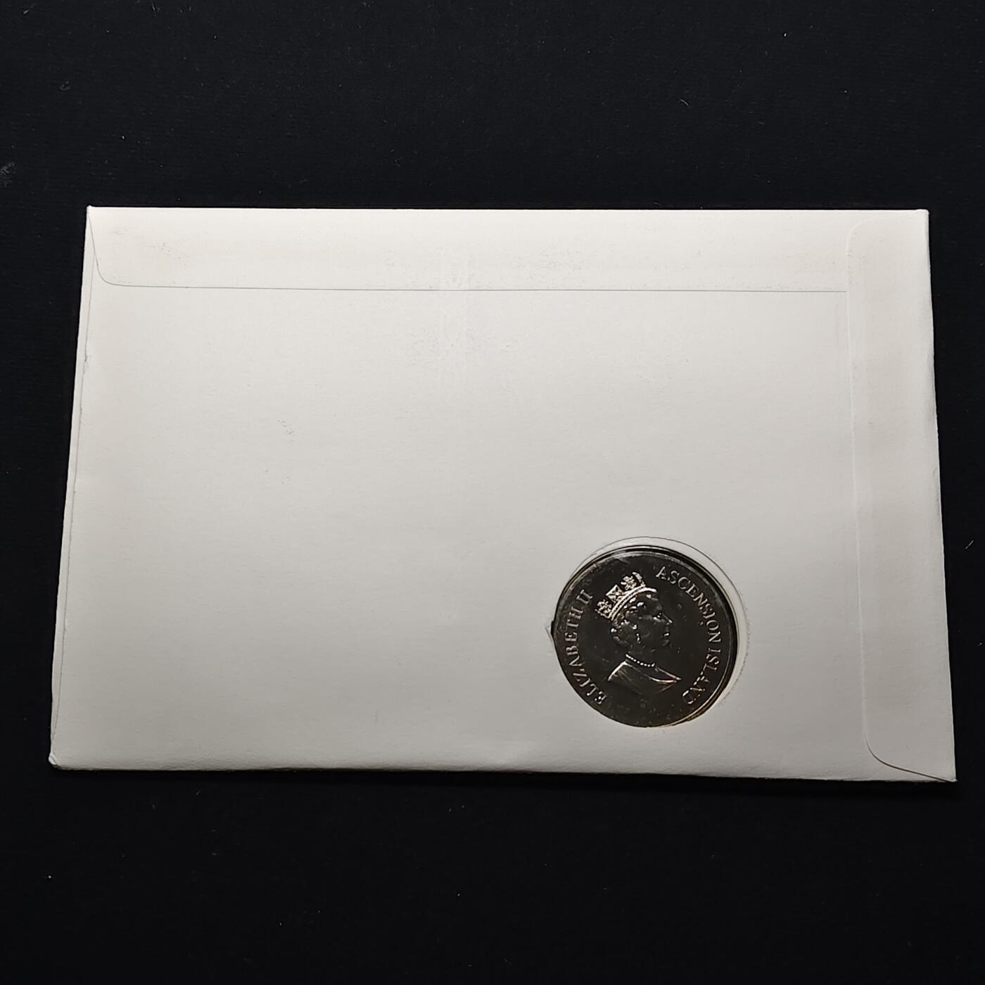 【全场包邮】纯粹捡漏拍482场（免费代拍第19场）-币封+套装+富兰克林（注意佣金） 【邮币封】阿松森群岛1996年50便士女王70大寿克朗型纪念币邮币封