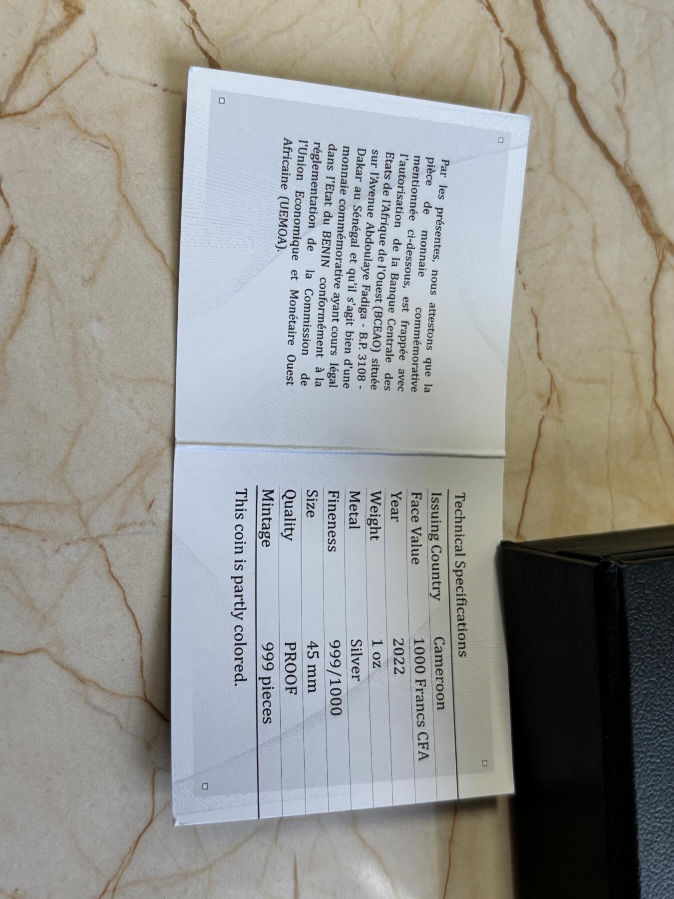 第184期拍卖 喀麦隆2022年皮尔森啤酒1盎司彩色精制纪念银币，999银，1盎司，