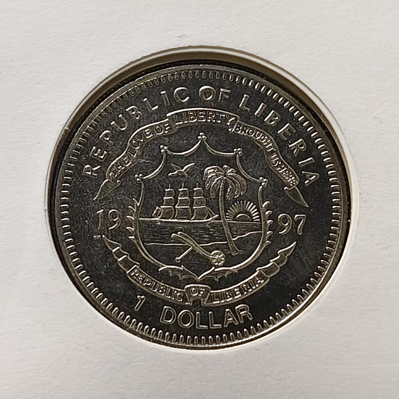 【全场包邮】纯粹捡漏拍482场（免费代拍第19场）-币封+套装+富兰克林（注意佣金） 【邮币封】利比里亚1997年1元女王金婚克朗型纪念币邮币封