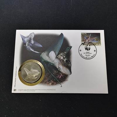 【全场包邮】纯粹捡漏拍482场（免费代拍第19场）-币封+套装+富兰克林（注意佣金） - 【邮章封】WWF世界自然基金会1986年30周年‌大西洋银鲛纪念邮章封