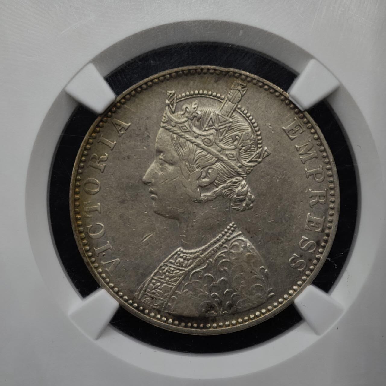 【淘币小摊】实时拍第八百一十五拍   银币套币场   满百包邮可预留二周 每周一统一发货   印度1892年比卡奈尔维多利亚一卢比银币 NGC XFD