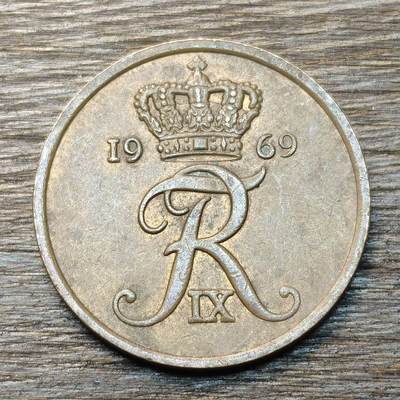 【铜匠收藏】★第134场★散币场，无佣金，30包邮。不满30元，支付5元运费。《接受代拍 代送NGC评级》 - 丹麦 1969年 5欧尔 铜币
